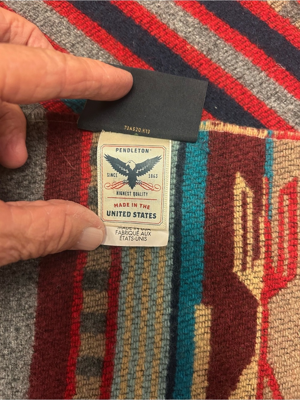 Southwestern Stripe Cotton Throw Blanket - Red Multi - Picture 7 of 9